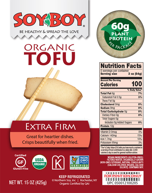 Extra Firm Tofu - Organic, Gluten Free, Kosher, Non-GMO - SoyBoy